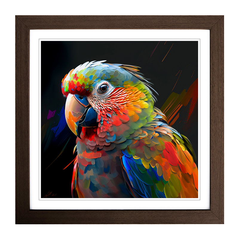 Parrot Abstract Art - Framed Print, Walnut