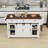 Rolling Kitchen Island with Drop Leaf, Rack, Drawers and Charging Station-364973944