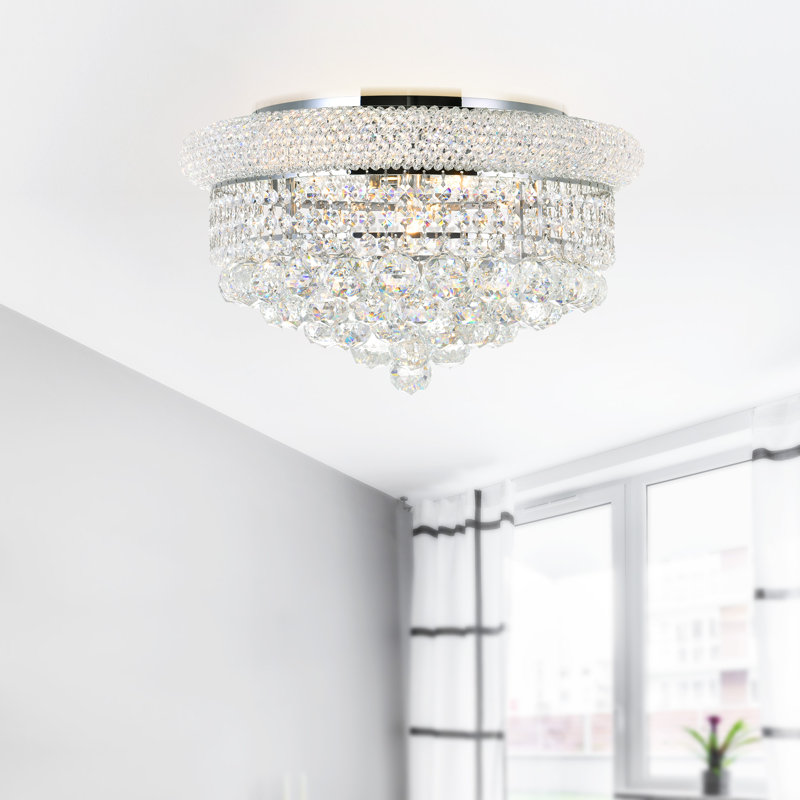 Crystal 20" Gold Flush Mount Light for Bedrooms Dining Rooms Living Rooms Entryways, 8-Light with E12 Bulb Base, Gold