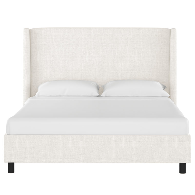 Tilly Upholstered Low Profile Platform Bed, Queen, Zuma White Textured Linen