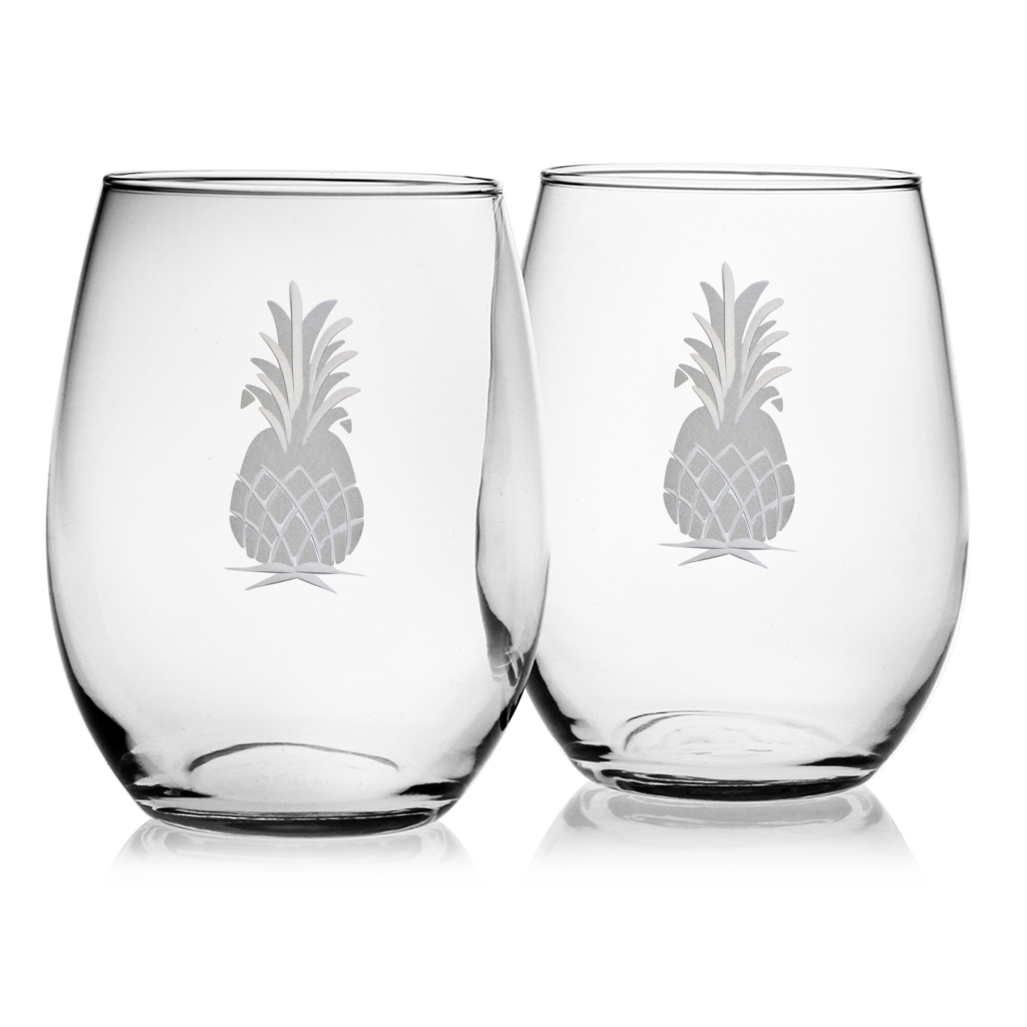 Stemless Wine Glass with Pineapple Texture