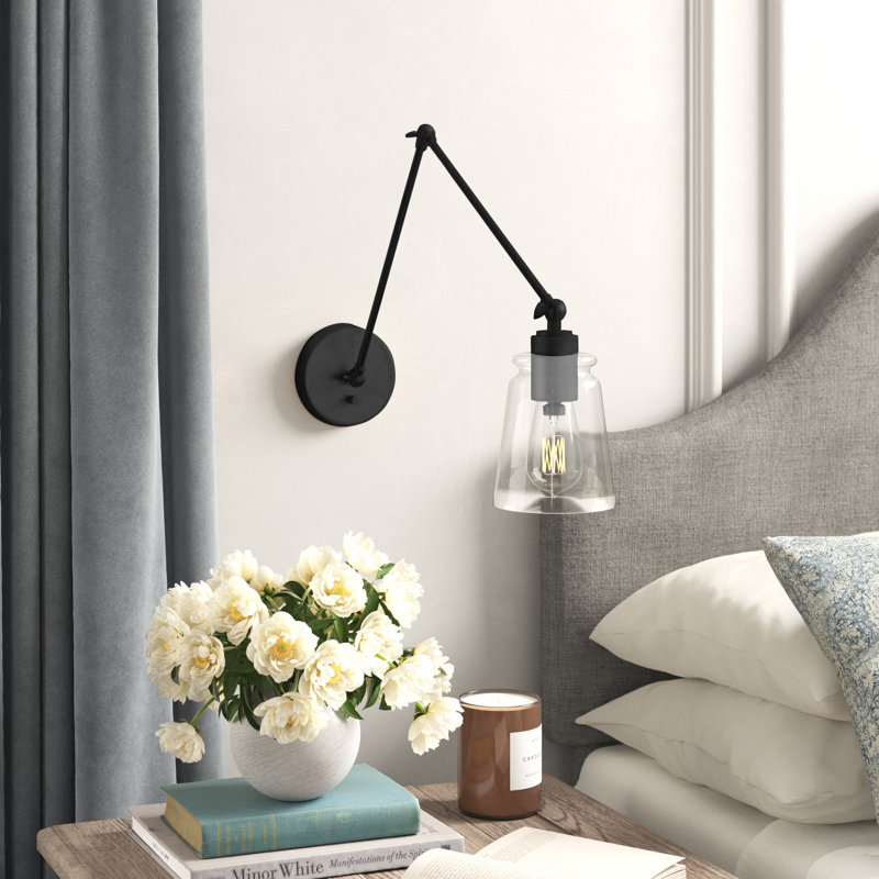 Lampe murale avec bras pivotant 1 lumière Eleni, Noir mat