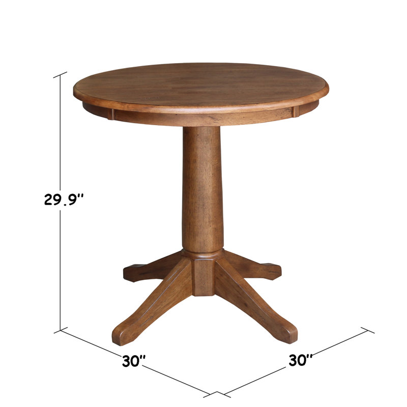 Imilia Solid Wood Pedestal Dining Table, 29.9" H x 30" L x 30" W, Distressed Oak