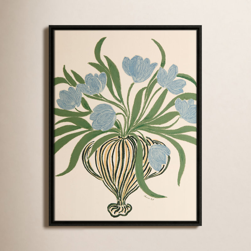 Colette La Poire, reproduction de tulipes bleues par Camilla Bergqvist, Espresso, H 25,5 po x l 19,5 po