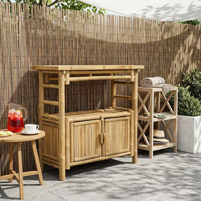  Console Table with Door Natural 31.50 x 13.78 x 29.53 in Bamboo