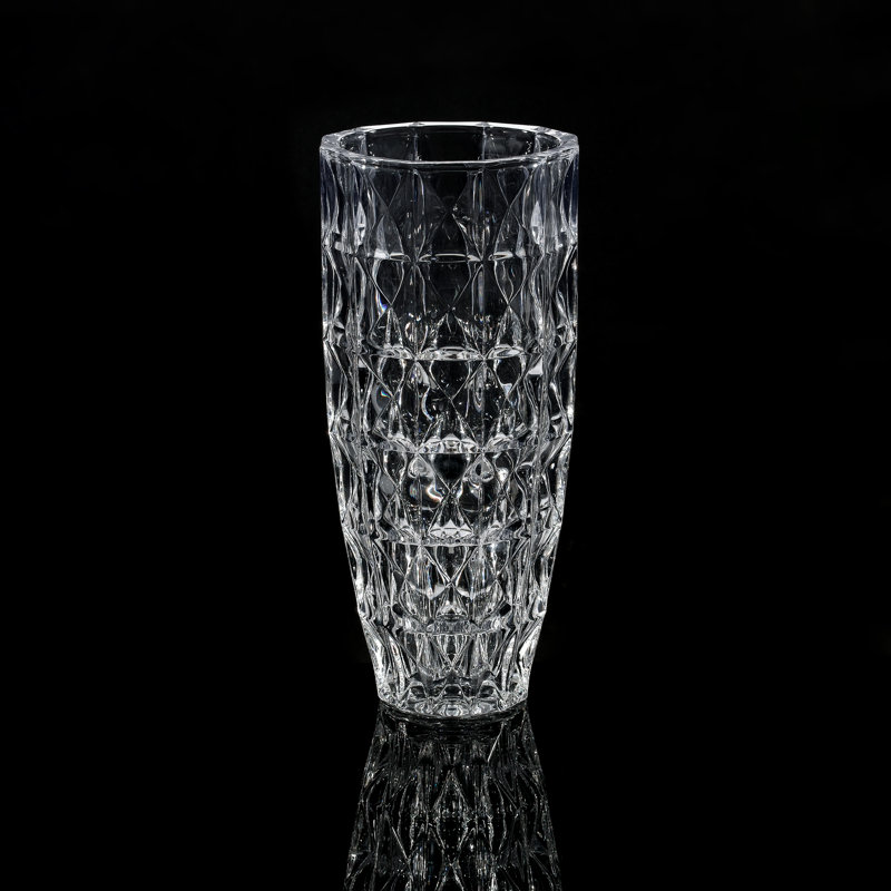 Lorren Home Trends 10.5" Tall Lead Free Diamond Cut Flower Vase for Home Décor