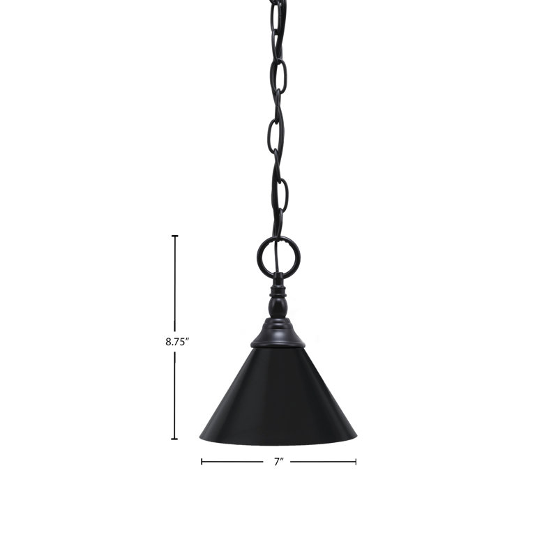 Mini-luminaire suspendu à chaîne avec abat-jour, Noir mat, Noir mat