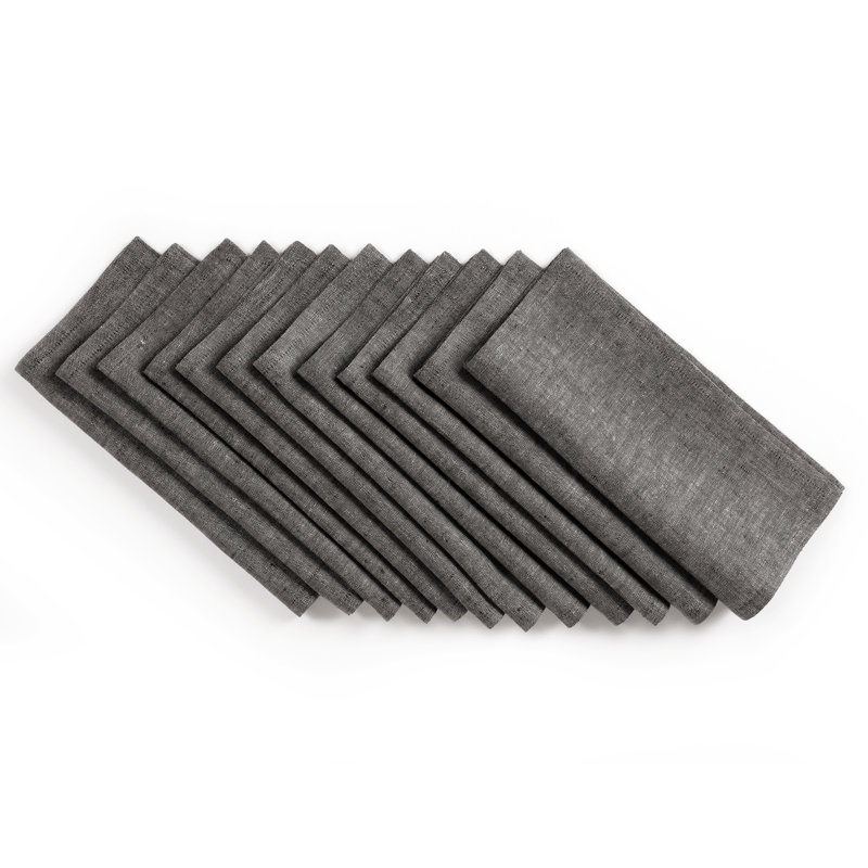 100% Pure Linen Cocktail Napkins - Athena, Charcoal Grey