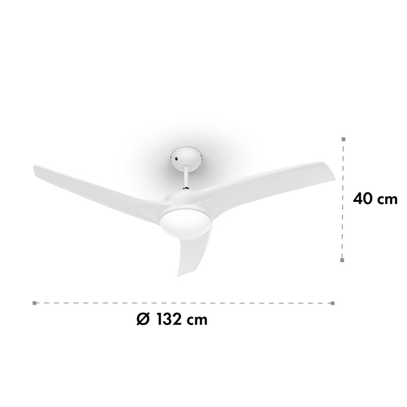132cm Ceiling Fan with Light Kit, White