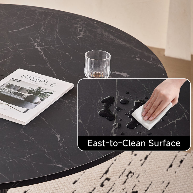 Modern Dining Table - Round Table - For 4-6 People - 115X 75 Cm (W X H), Black