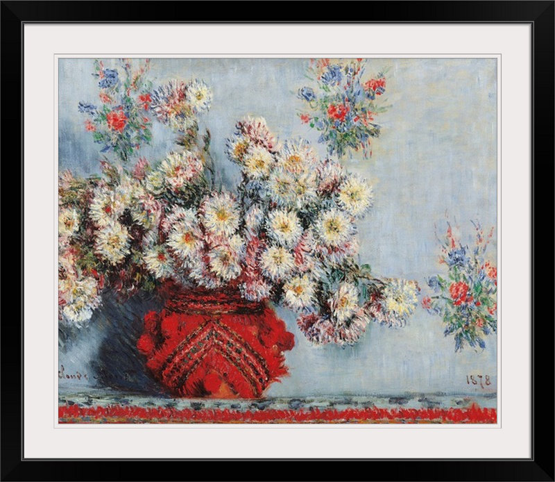 Chrysanthèmes, 1878, musée d'Orsay, Paris, France par Claude Monet - reproduction imprimée, H 32 po x l 38 po x P 1 po