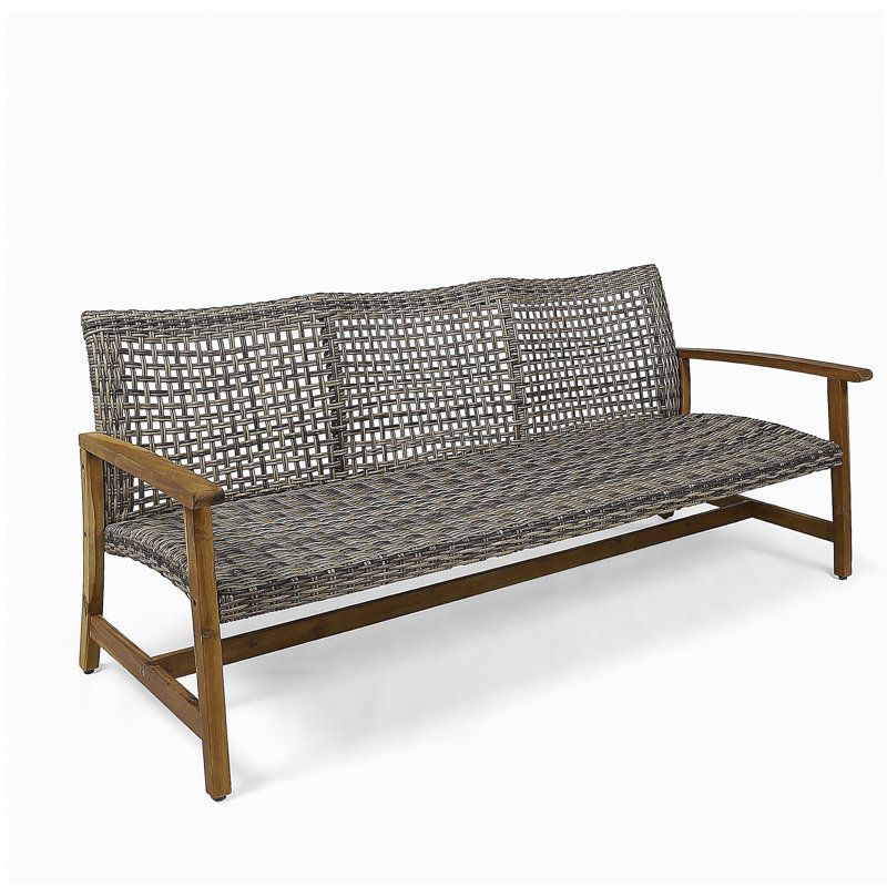 HAMPTON WOOD + WICKER 3 SEATER, Natural/Gray
