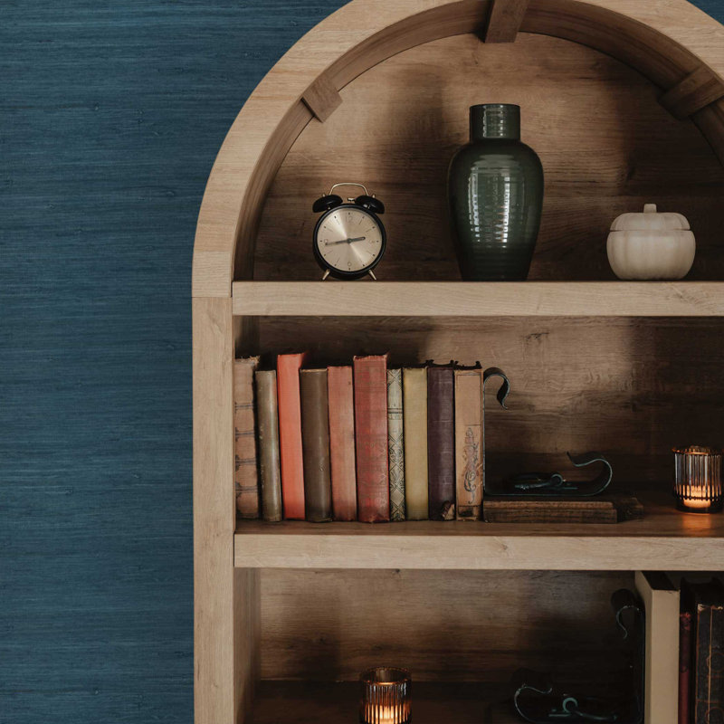 Rufas Tight Weave Jute Authentic Grasscloth Wallpaper, Blue