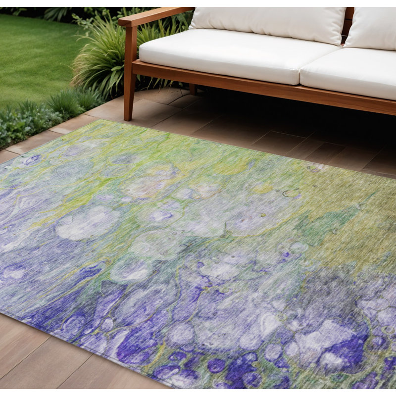 Tapis d'extérieur lavable abstrait mauve et lilas 10 pi x 14 pi