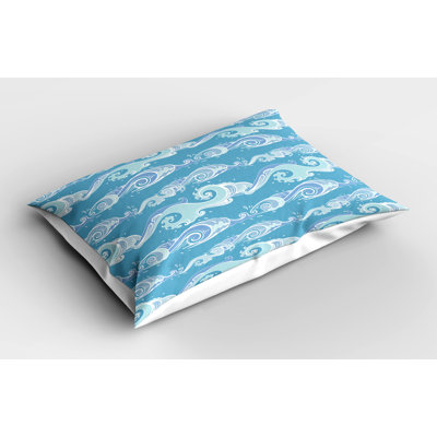 Ambesonne Nautical Pillow Sham 2 Pack Sea Waves Ocean Splashes Sea Blue Pale Teal