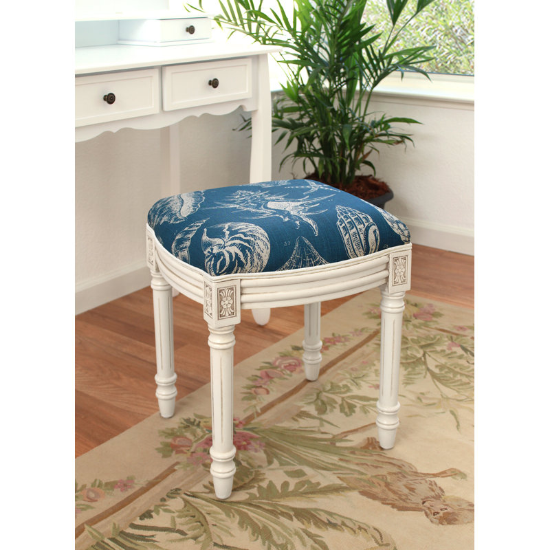 Tabouret de coiffeuse Toscano Seashells, Bleu marine