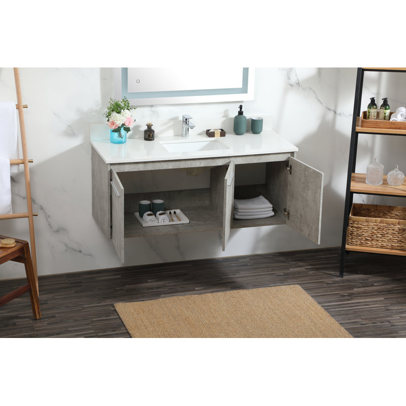 Penn 48'' Single Bathroom Vanity with Engineered Marble Top, Concrete Gray