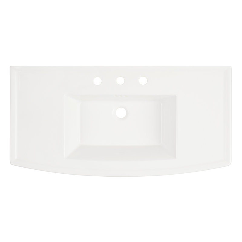 Olney 40" White Porcelain Console Bathroom Sink with Polished Nickel Stand