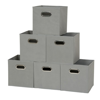 6 Piece Set Classic Foldable Fabric Storage Bins,Gray