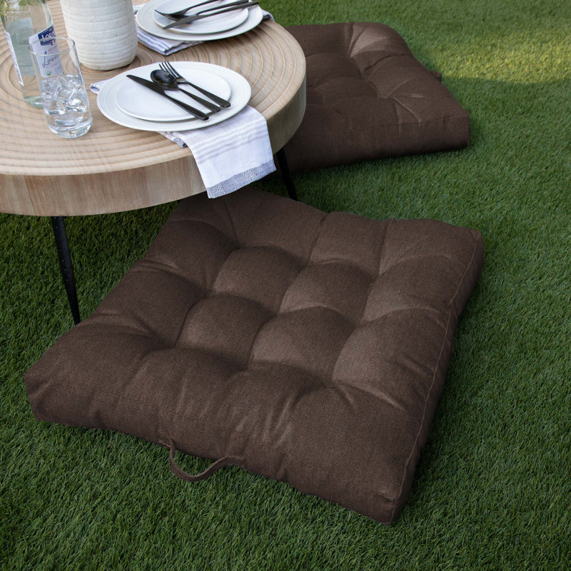 Sunbrella® Indoor/Outdoor Floor Pillow, Canvas Java, 24" H x 24"W