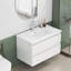 Ensemble de meuble-lavabo avec lavabo 31,5 po, armoire avec 2 grands tiroirs, système de fermeture en douceur, 2 grands tiroirs, conception sans poignée, assemblage facile, blanc brillant-1000077058