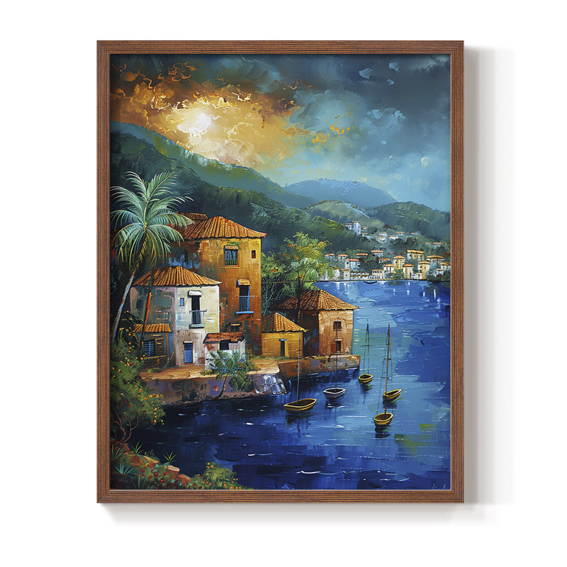 NAUTICAL Series, impression encadrée en bois massif, H 11 po x l 9 po, Noyer