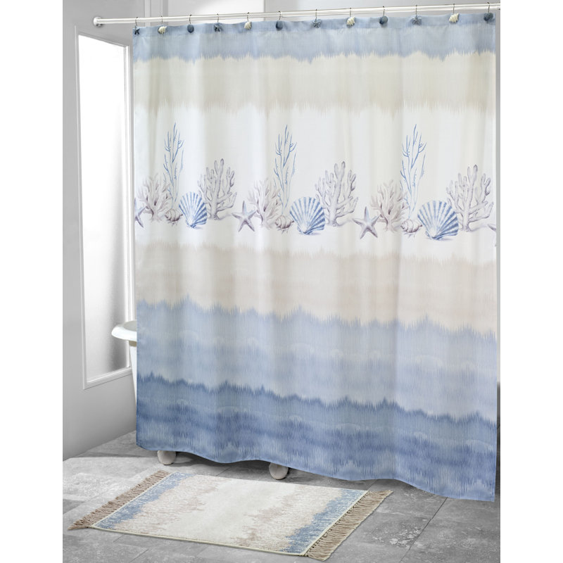 Abstract Coastal Bath Shower Curtain Hooks