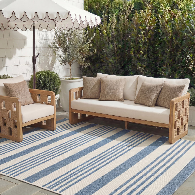 Herefordshire Performance Striped Indoor/Outdoor Area Rug, Rectangle 8' x 11'