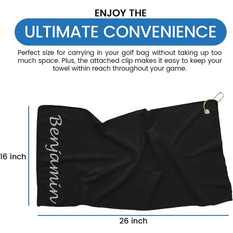 Cotton Embroidered Golf Towels Kitchen Towel, Black, Yes