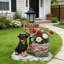 Statue solaire de jardin pour chien avec jardinière lumineuse à DEL