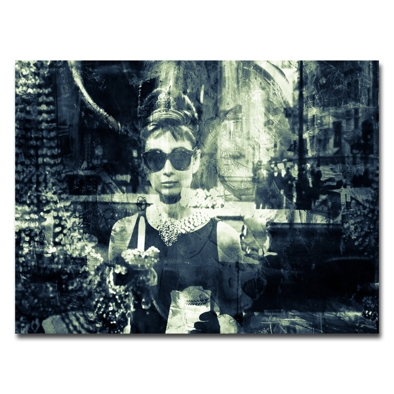 Audrey Hepburn - Impression d'art graphique sur verre, H 12 po x l 16 po x P 1,5 po