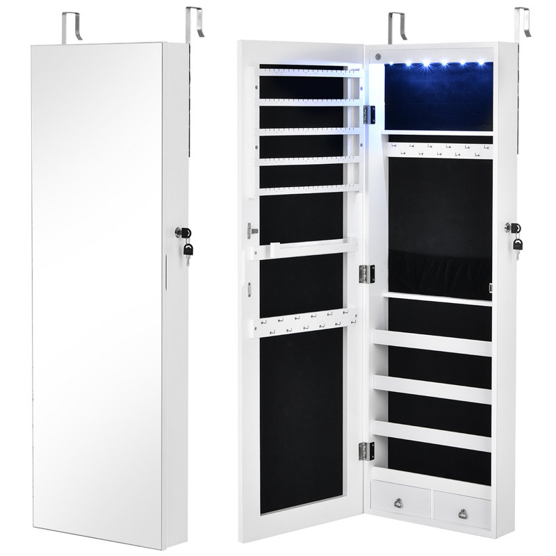 Armoire à bijoux avec miroir Miamitown, Blanc