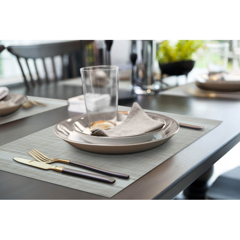 Polyester Striped Rectangle Placemat, White