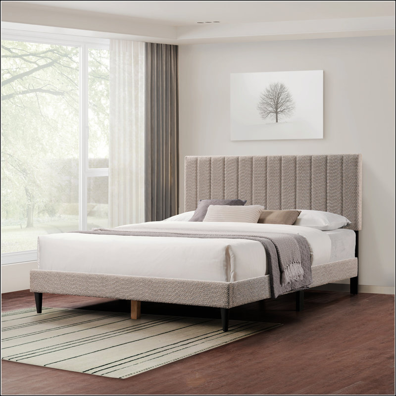 Structure de lit plateforme tapissier gris