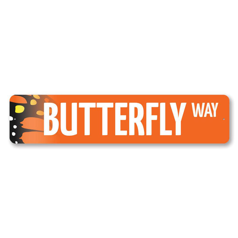 Plaque en aluminium Butterfly Street, H 4 po x l 18 po x P 0,04 po