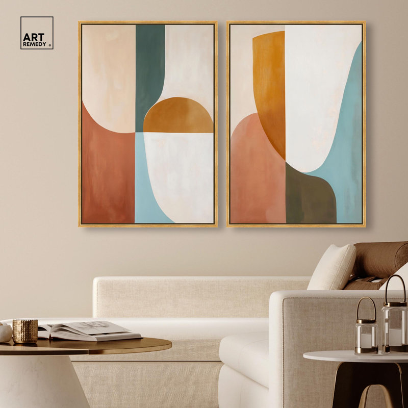 Bohemian Interlude Set Canvas Print Abstract Wall Art Set by Art Remedy, Black Frame, 10 x 15, H 30 po x l 20 po