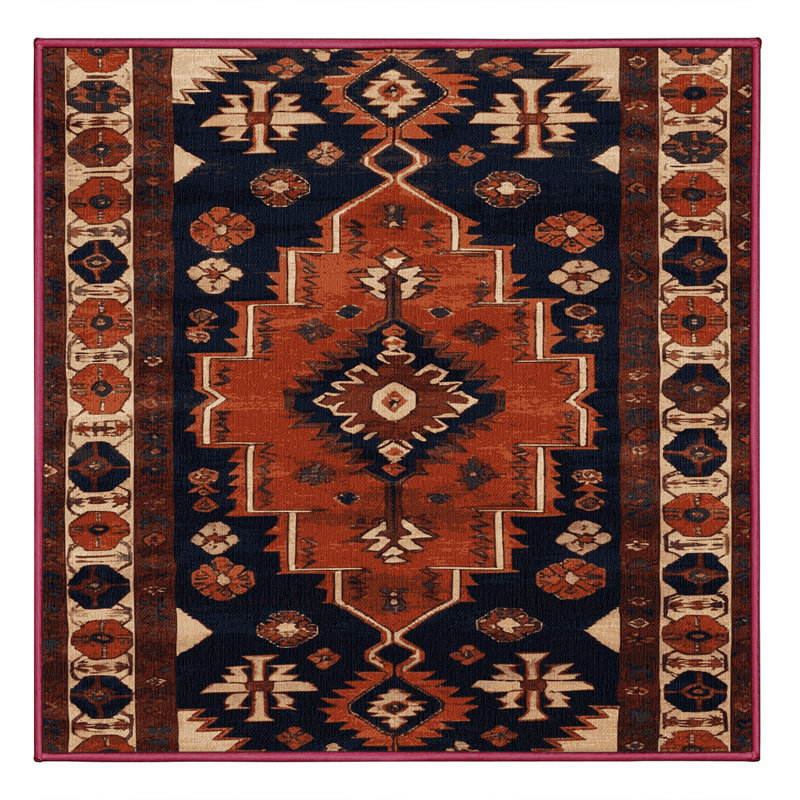 Tapis brun turc lavable à la machine, Carré 6 pi