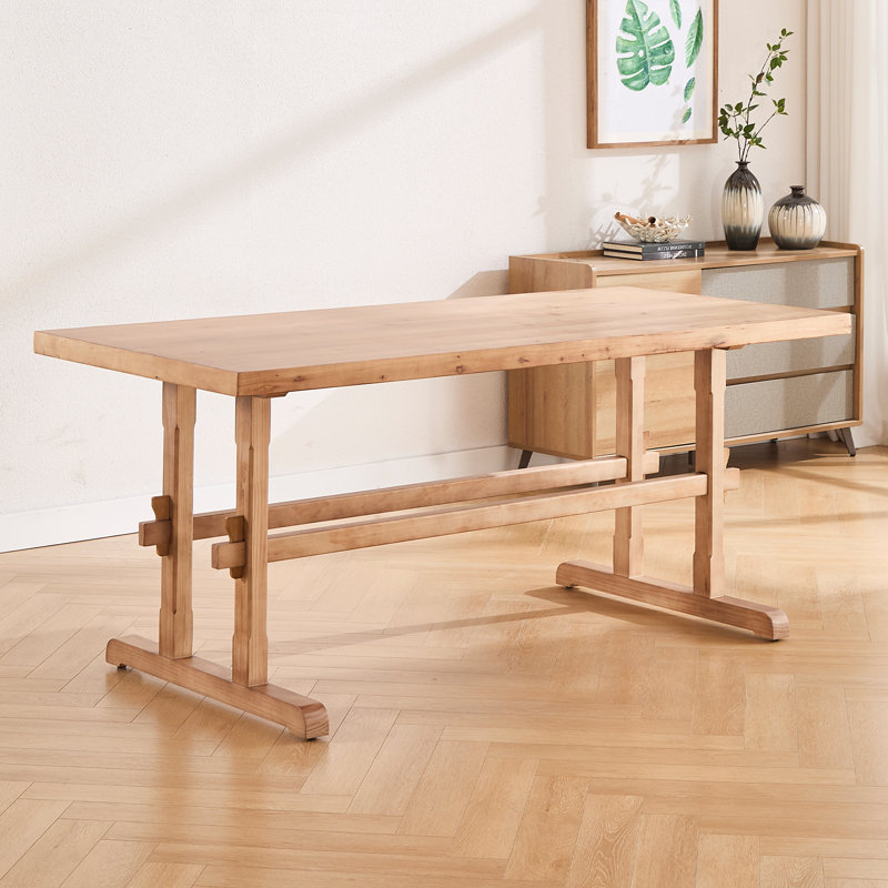 69" 6-Person Solid Wood Rectangular Dining Table, Brown