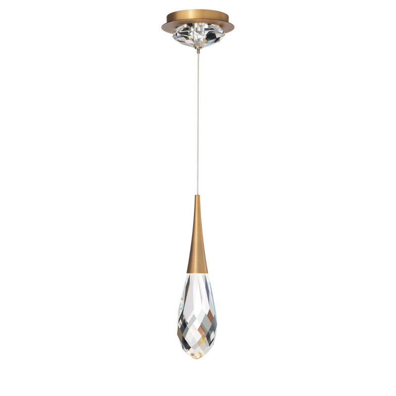 Hibiscus 1 Light LED Mini Pendant, Aged Brass