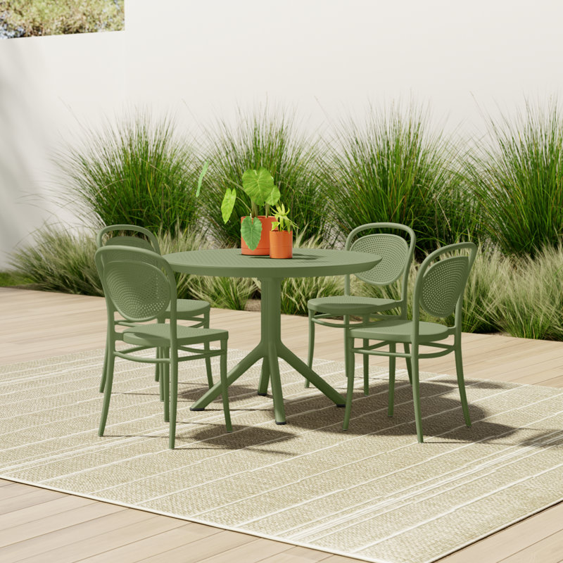 Farrah Marcel 5 Person Dining Set, Olive Green