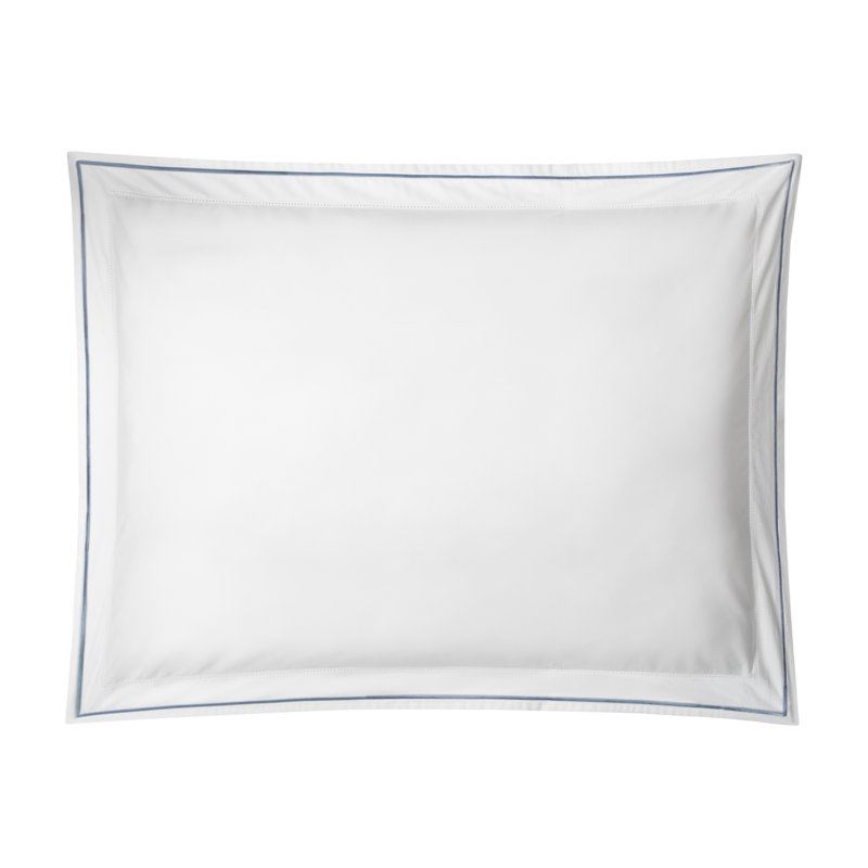 Sierra 100% Egyptian cotton percale Shams, white/ ocean blue, Standard