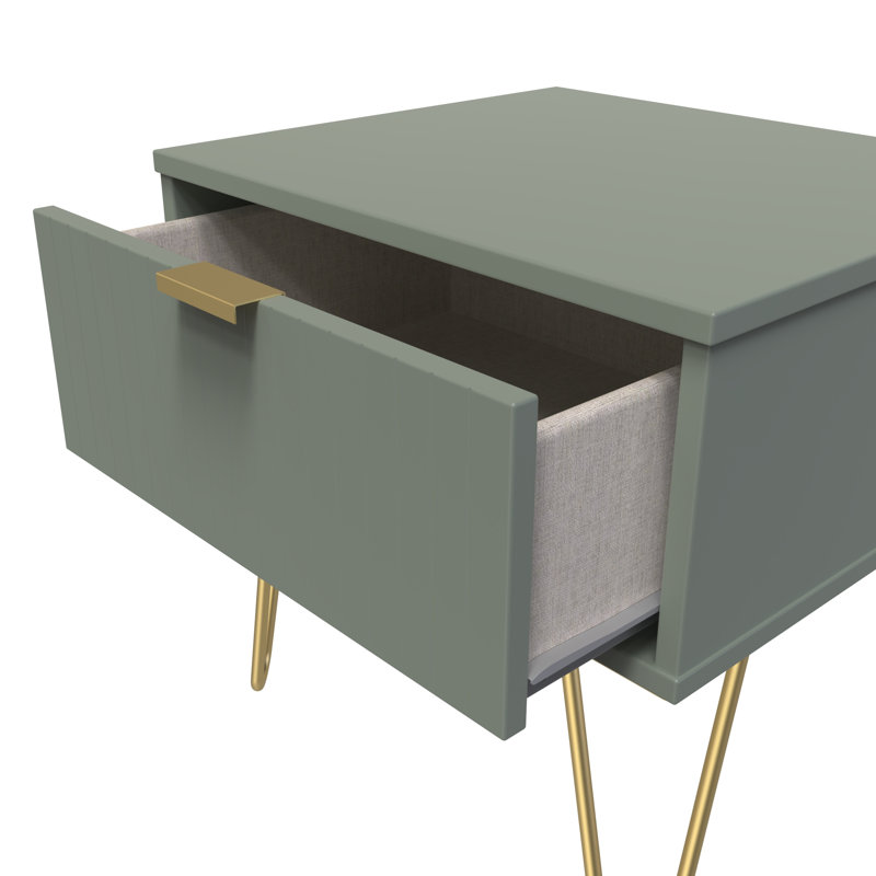 Baudelia 45cm W Manufactured Wood Bedside Table, Green