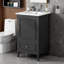 20" Compact Bathroom Vanity with Semilune Ceramic Sink – Soft-Close Magnetic Door with Shelf, Drawer & Adjustable Foot Pads, Solid Wood Frame for Small Bathrooms or Powder Rooms-442530728