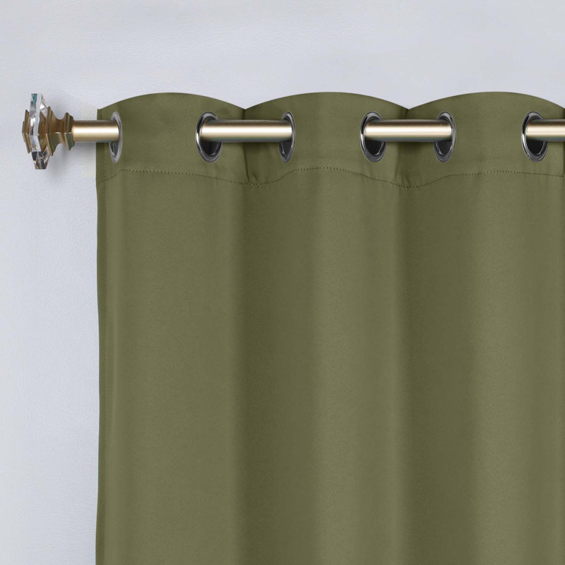  Trixie Millendon Solid Modern Polyester Room Darkening Curtain Pair, Olive Green, 42" W x 96" L