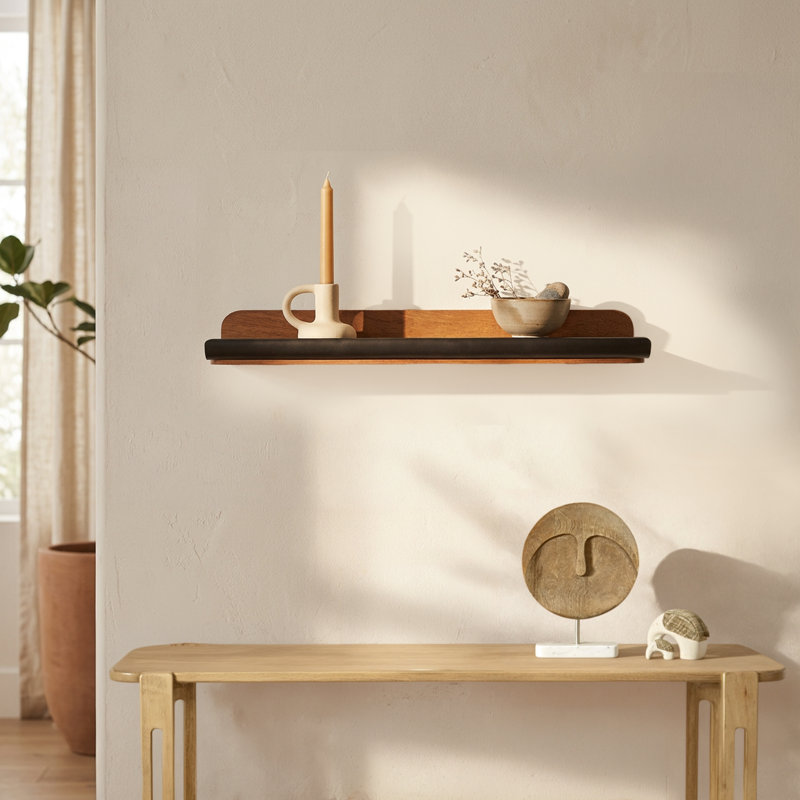 Tablette murale flottante Keeper en bois et fer, tablette de rangement décorative pour cuisine, chambre à coucher, salon, bureau.