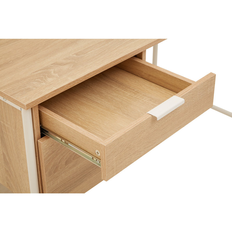 Reinolf Writing Desk, White, Left Hand Facing, Natural