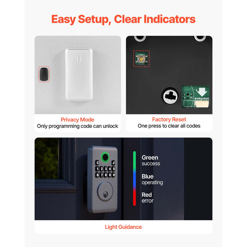 Serrure de porte à entrée sans clé, pêne dormant électronique avec codes d'utilisateur personnalisables, design ergonomique novateur, entrée par clé, verrouillage automatique, mot de passe anti-espionnage, clavier rétroéclairé, appartement, argent