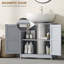 Armoire de rangement à piédestal, lavabo de salle de bain avec 2 portes de grange et tablette réglable-567558153