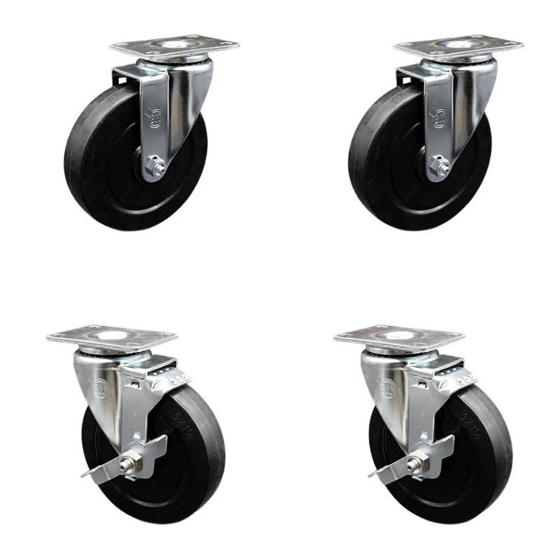 4 Piece Soft Rubber Swivel Caster Set