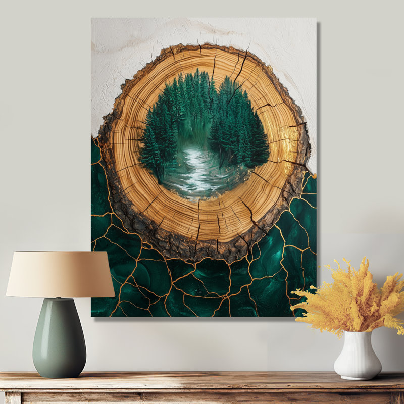 Emerald Reflections Of The Forest Landscape II - impression de forêt sur métal, H 20 po x l 12 po